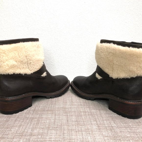Coach Gabriella Chestnut Natural Vtg Leather Shearling, Ankle Boot Women Size 6B - Picture 5 of 8